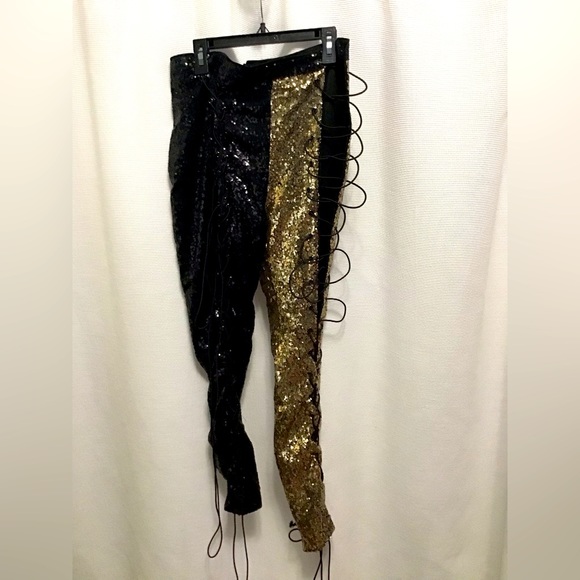 Sequin pants, lace up - Picture 1 of 6